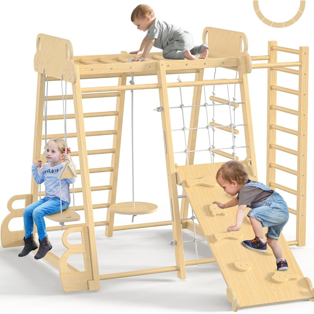 مجموعة ألعاب تسلق خشبية للأطفا - مراجعة Kids Outdoor Climbing Frame وسعره