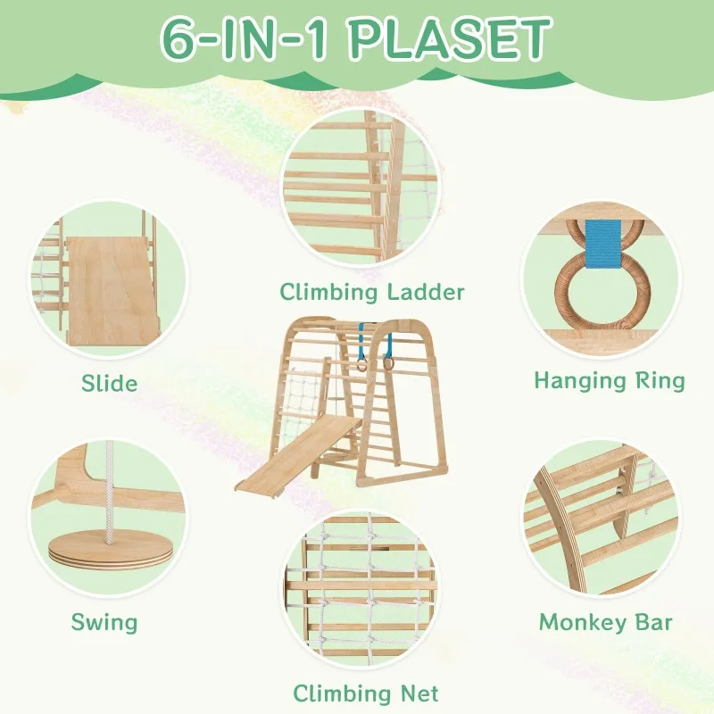 زحليقة أطفال خشبية صلبة للاستخ - مراجعة Kids Outdoor Climbing Frame وسعره